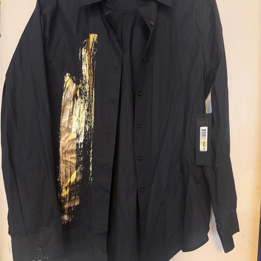 Donna Karan Black Shirt with Gold Accent - Picture 4 of 4